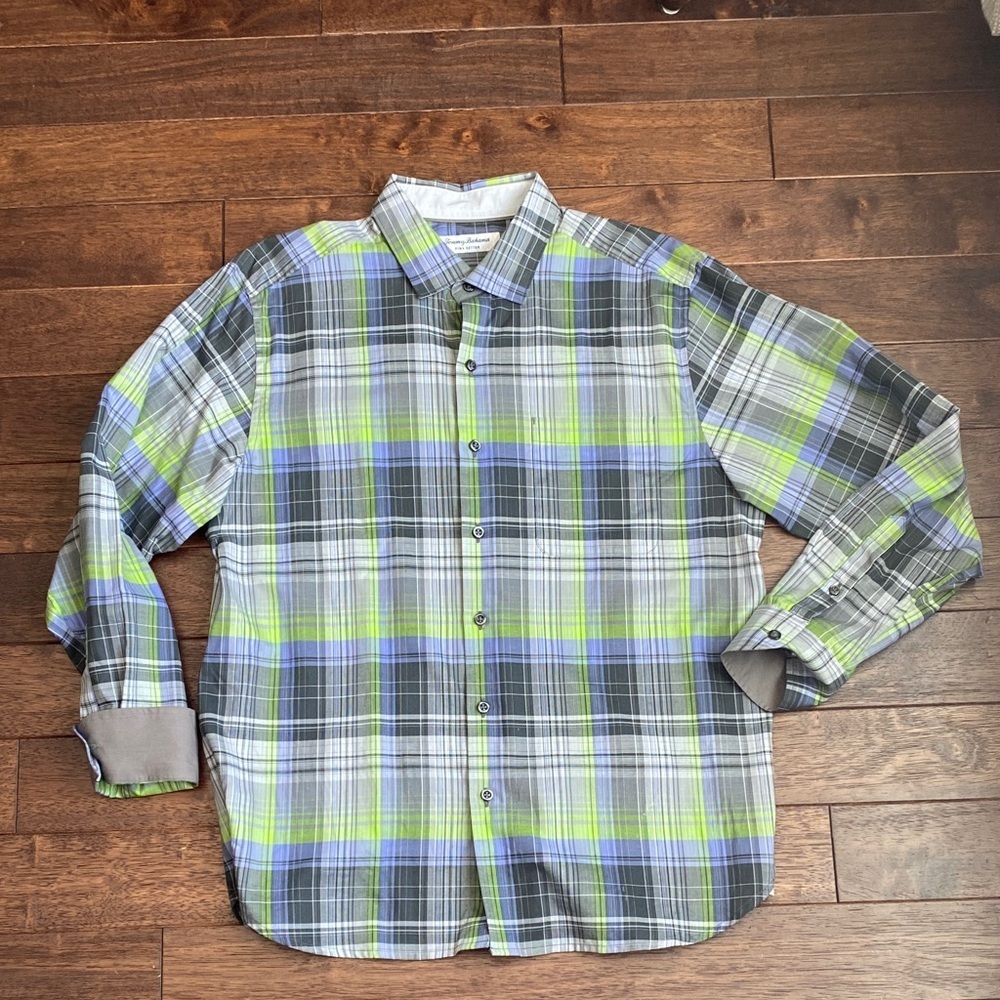 Tommy Bahama Multicolor Plaid Shirt - Green, Blue, Gray